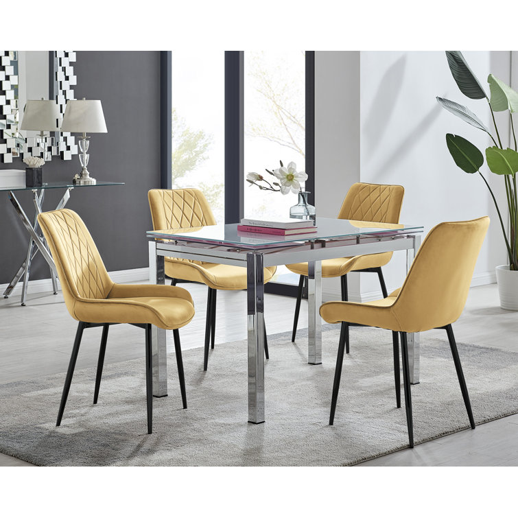 4 chair extendable online dining table